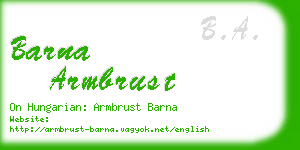 barna armbrust business card